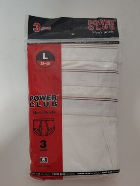 Vintage Men's Classic White Briefs Underwear - 3 Pack - Size L 38-40